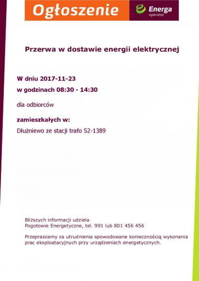 Przerwa w dostawie energii elektrycznej