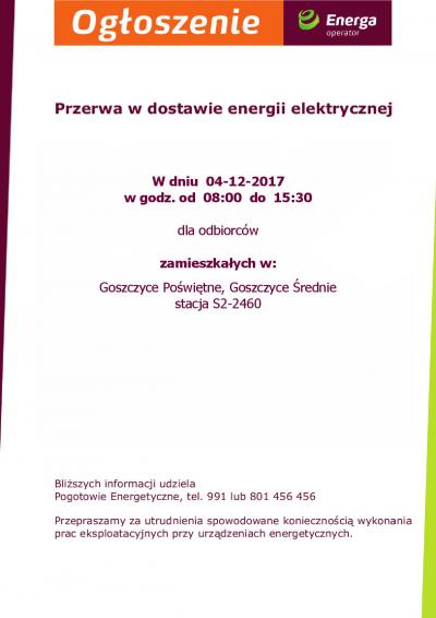 Przerwa w dostawie energii elektrycznej