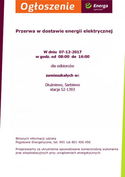 Przerwa w dostawie energii elektrycznej