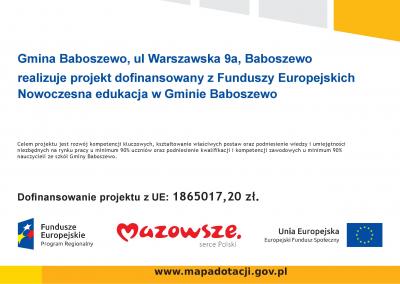 Projekt Nowoczesna edukacja w Gminie Baboszewo