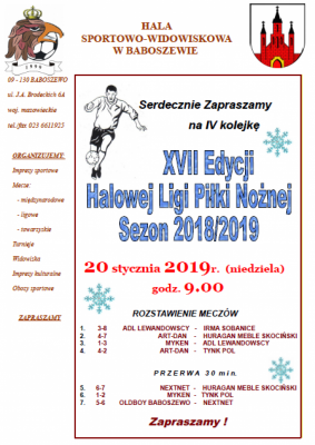 XVII Edycja Halowej Ligi Piłki Nożnej w sezonie 2018/2019 - IV kolejka