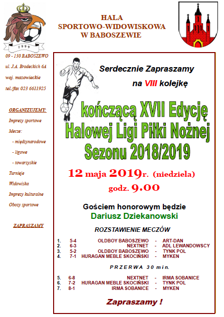 XVII Edycja Halowej Ligi Piłki Nożnej w sezonie 2018/2019 - VIII kolejka