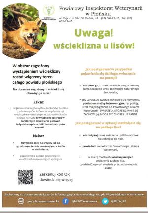 W obszar zagrożony wystąpieniem wścieklizny został włączony teren całego powiatu płońskiego.