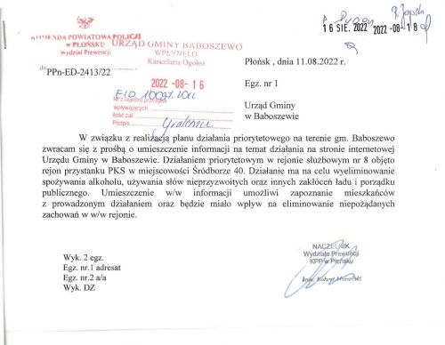 Informacja Komendy Powiatowej Policji ws. spożywania alkoholu na przystanku PKS w Śródborzu 40.