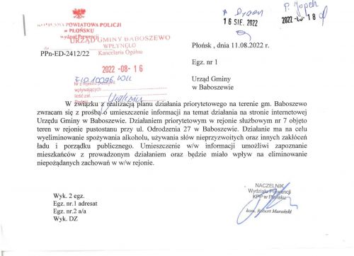 Informacja Komendy Powiatowej Policji ws. spożywania alkoholu na pustostanie przy ul. Odrodzenia 27