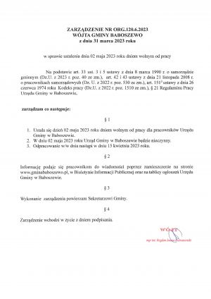 Zarządzenie Wójta