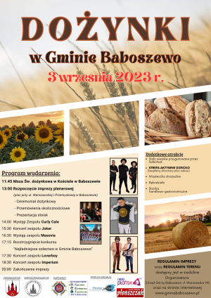 Plakat - Dożynki w Gminie Baboszewo 3 września 2023 r.