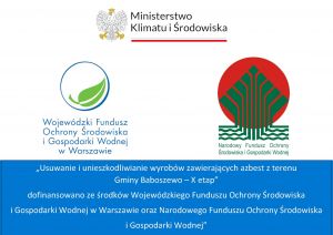 Po lewej stronie widniej logo Wojewódzkiego Funduszu Ochrony Środowiska i Gospodarki Wodnej w Warszawie a po prawej logo...