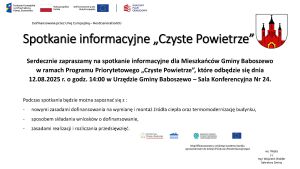 Plakat dotyczący spotkania Czyste Powietrze