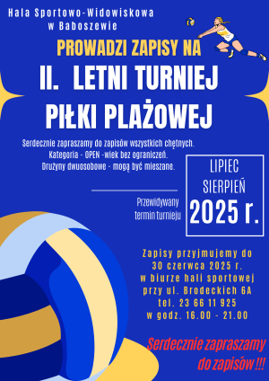 Blue and Yellow Vibrant Modern Illustrative Modern Volleyball Tournament Poster