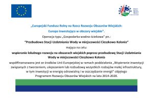 Przebudowa Stacji Uzdatniania Wody w miejscowości Cieszkowo Kolonia