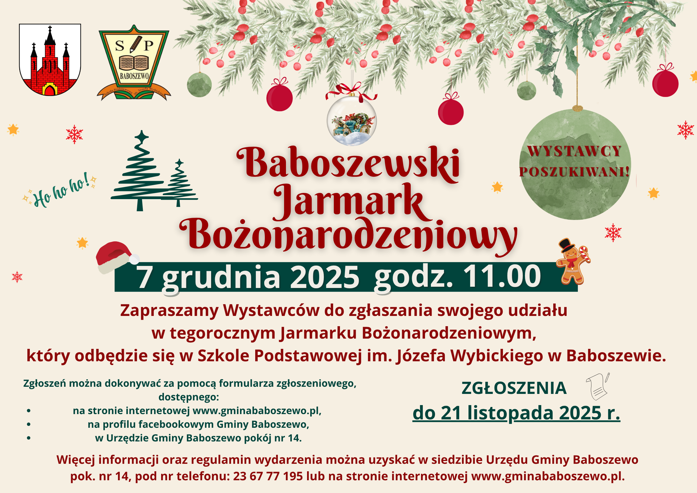 Plakat Baboszewski Jarmark Bożonarodzeniowy 2025 r.