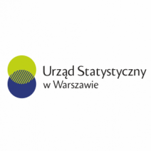 Na białym tle widnienie zielono - niebieskie logo Urzędu Statystycznego w Warszawie. Po prawej stronie napisane jest Urząd...