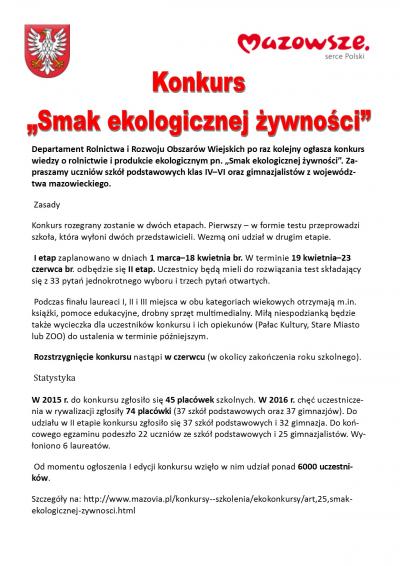 Konkurs smak ekologicznej żywności