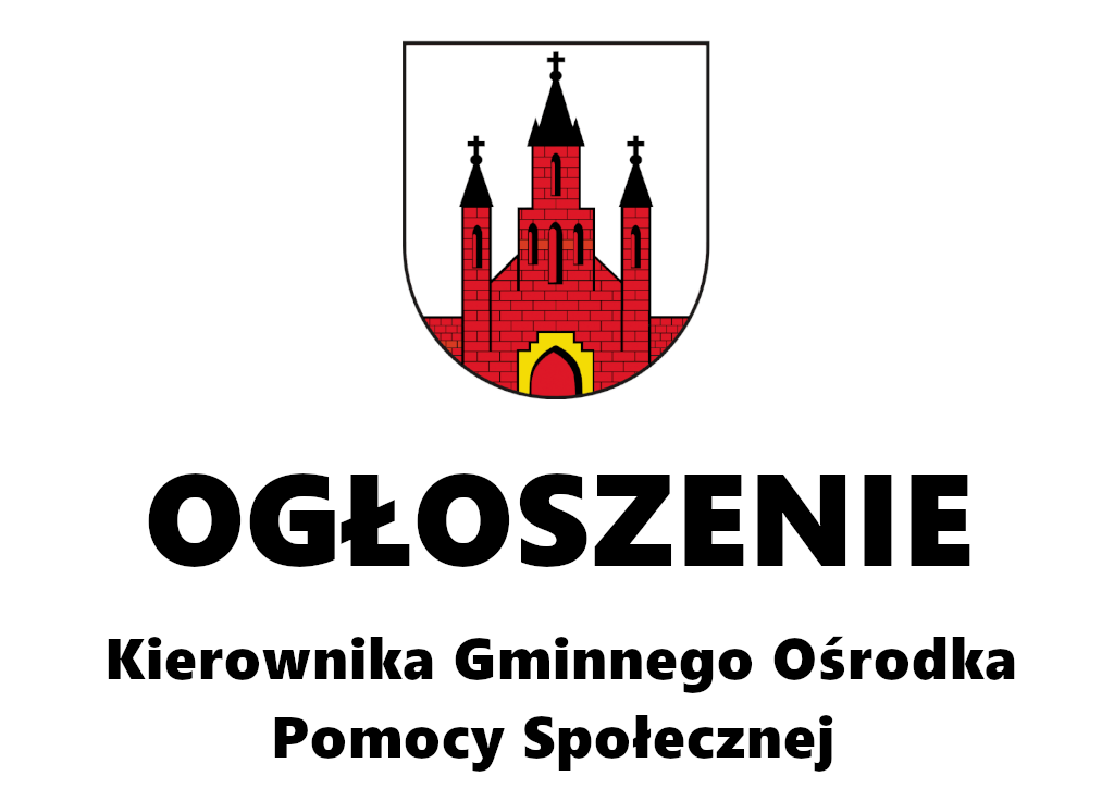 Na białym tle znajduję się Herb Gminy a pod nim napis Ogłoszenie Kierownika Gminnego Ośrodka Pomocy Społecznej w Baboszewie